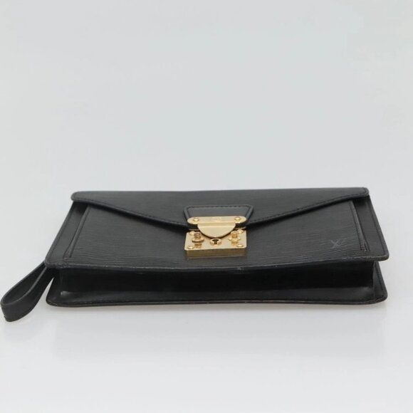 LOUIS VUITTON Epi Serie Dragonne Clutch Bag Black Noir M52612 LV Auth - Picture 8 of 16
